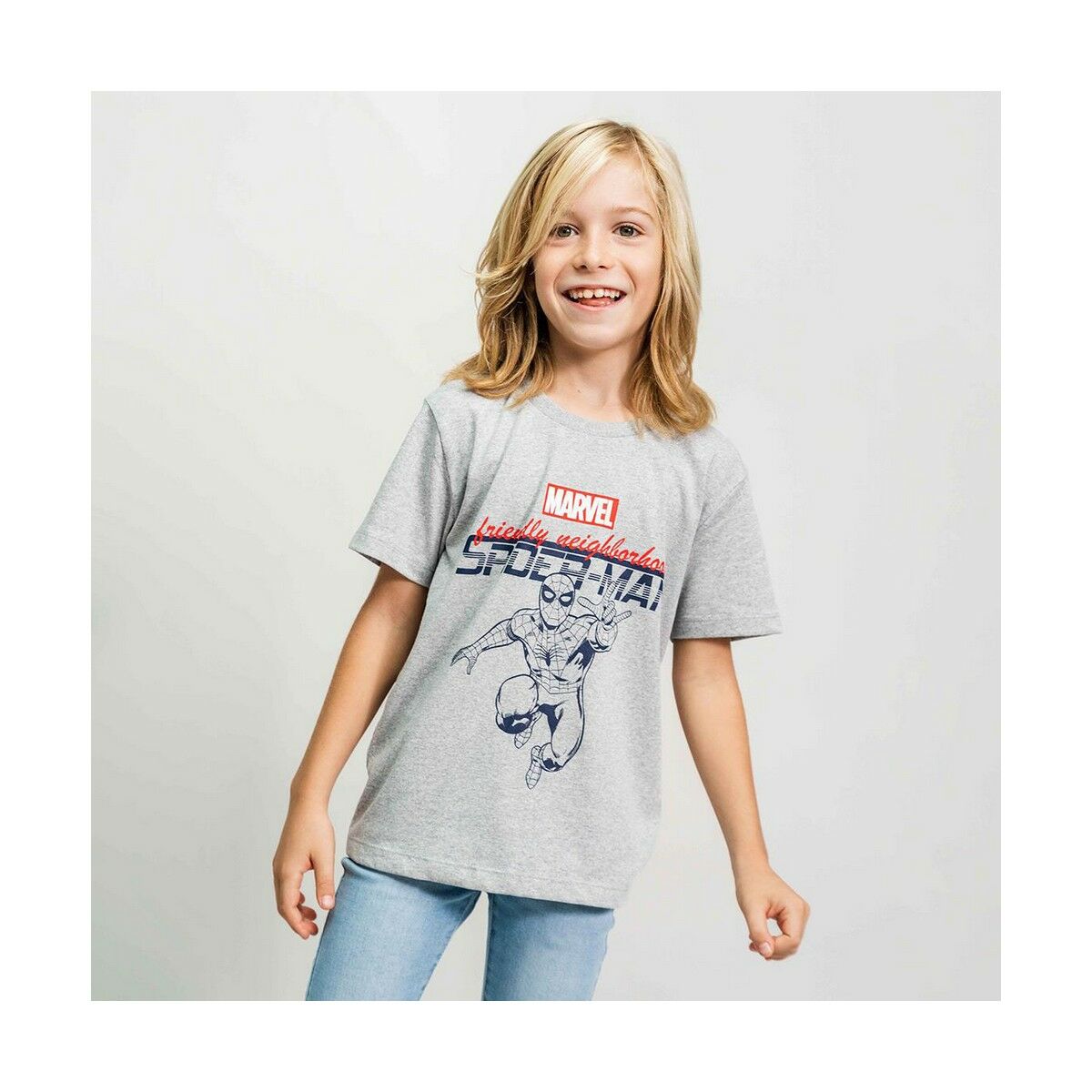 Camisola de Manga Curta Spider-Man Cinzento Infantil